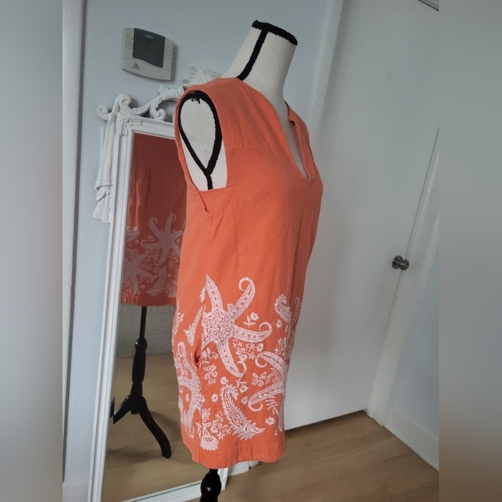 Maeve/Anthropologie Orange Starfish Print Swim Cover-Up/ Used - Picture 4 of 10